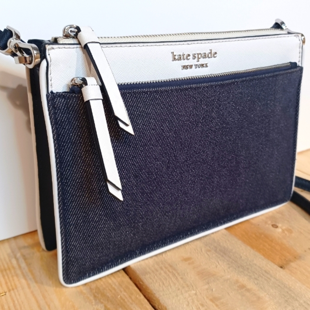 Kate Spade New York Cameron denim colorblock top zip crossbody